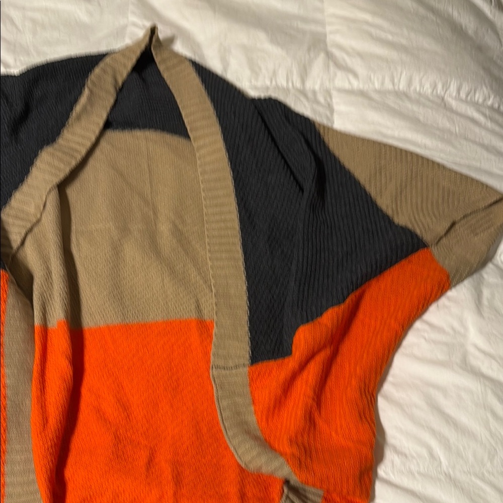 Cupshe Colorblock Cardigan in Orange and Tan